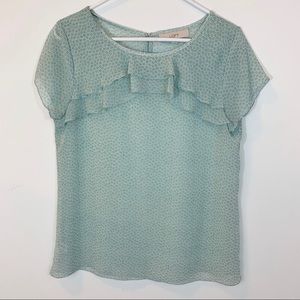 🔥final sale🔥 LOFT teal patterned chiffon Blouse